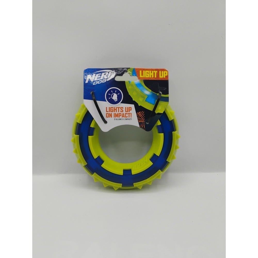 Nerf Dog Spike Ring Toy Pet 6in Green Blue New Light Up Impact Spike Ring